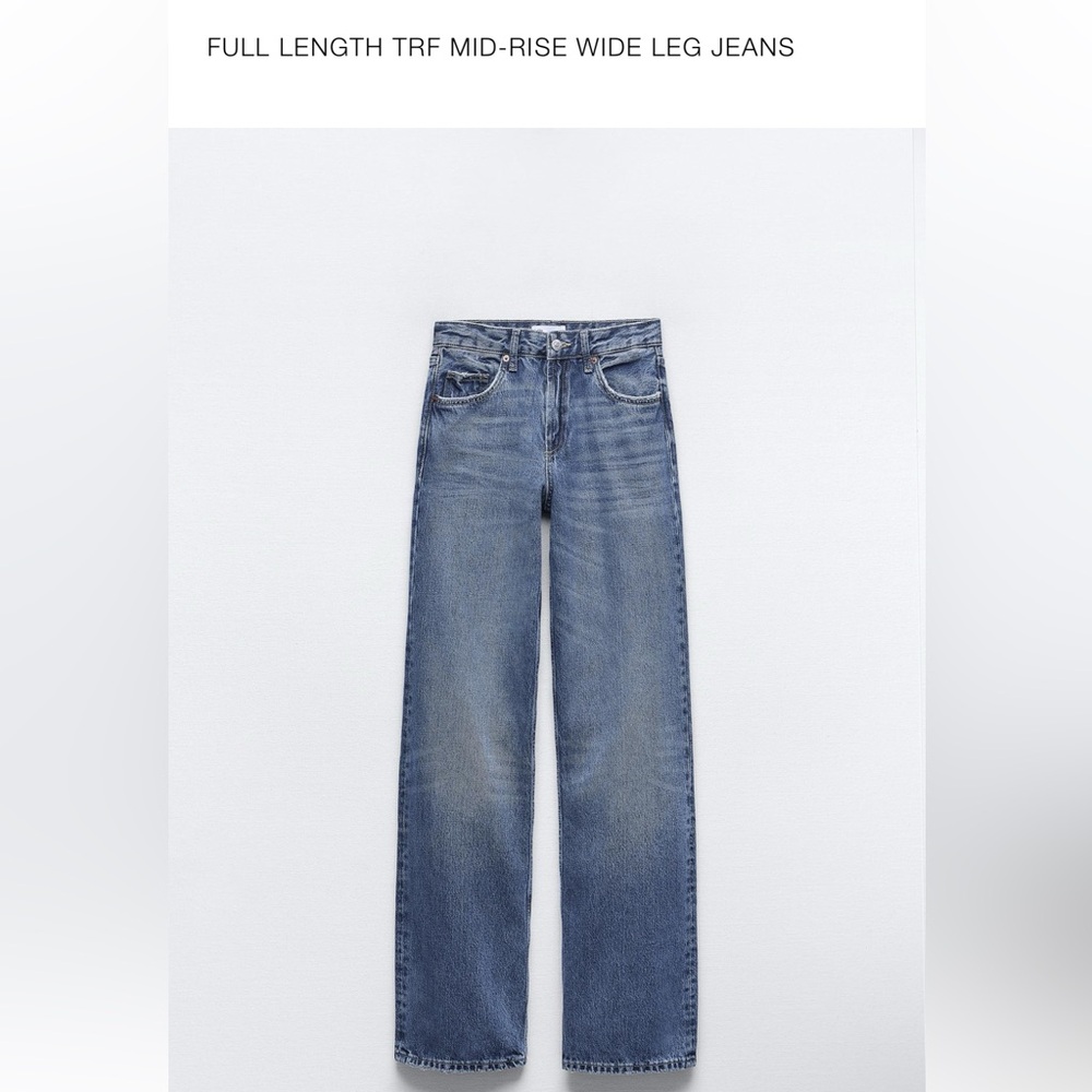 Full Length Mid Rise Wide Leg Jeans